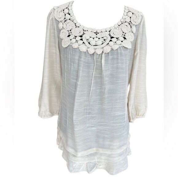 ADIVA ivory top with cotton crochet bodice details, size S - Picture 1 of 7